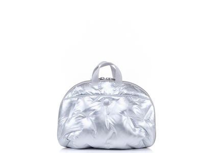 Functional Toiletry case back view highlighting magnetic snap closure #color_silver
