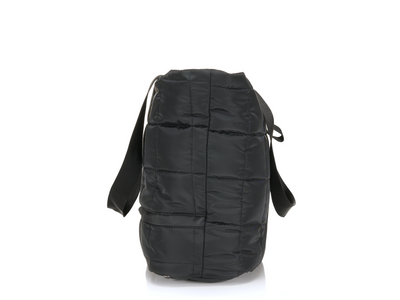 Black tote bag with zip closure side view #color_Black