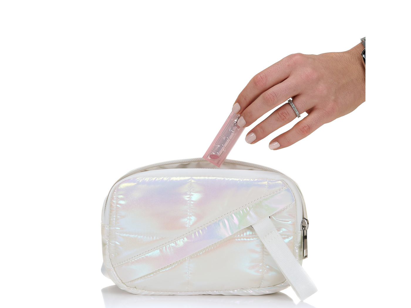 White fanny pack #color_iridescent-white