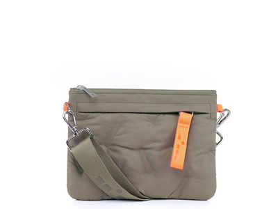 Arly Messenger snap out pouch front view #color_olive 