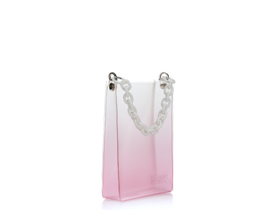 3/4 view of small beach bag  #color_pink-ombre