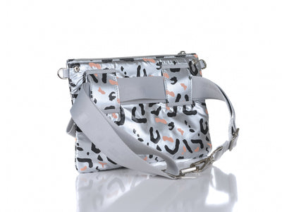 Convertible crossbody belt bag back view #color_silver-blush-cheetah