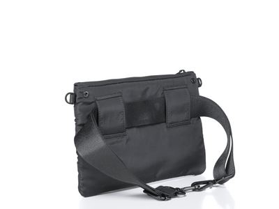 Go 2 Tote snap out pouch shown as a belt bag back view #color_black-silver