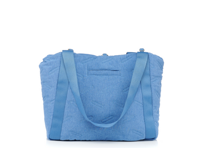 Denim Easy Tote  rear view showing card case/ cell phone (fits iPhone plus) or the perfect size for air buds.  #color_denim