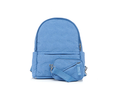 Maya backpack front view #color_denim