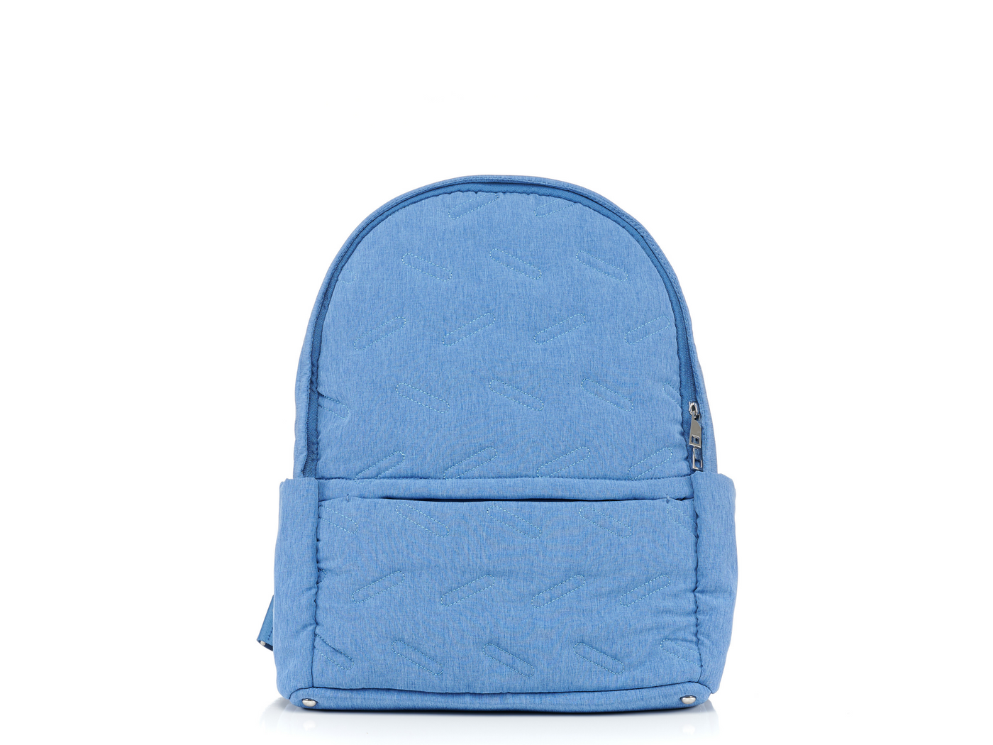 Maya Backpack front view with pouch snapped off #color_denim